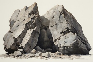 Rocky cliff on a white background - obrazy, fototapety, plakaty