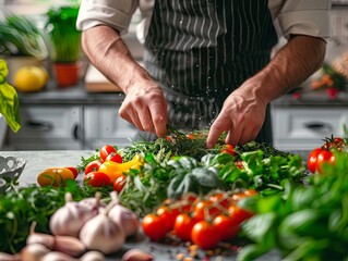 Chef preparing organic farm to table meal