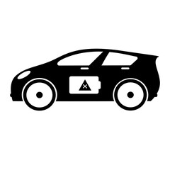 Electric Car EV Battery Filled Icon | Error Symbol in Battery | Electric Car with Battery Symbol