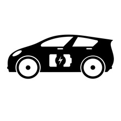 Electric Car EV Battery Filled Icon | Recharging Symbol | Electric Car with Battery Symbol