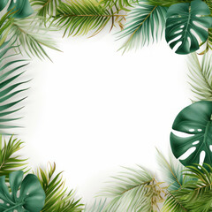 Fototapeta na wymiar Fresh tropical foliage on white background, perfect for design projects. AI generative.