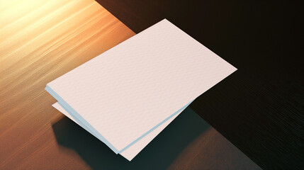 Blank Business Card Mockup on Wooden Desk, Ready for Customization and Branding