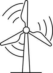Wind turbine outline icon silhouettes. Windmill black line vector isolated on transparent background. Wind power icons. Alternative energy symbols. EPS 10 for graphic and web design.