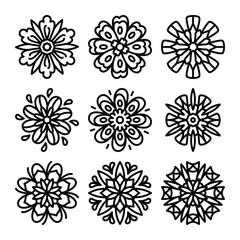 Obraz premium Set of mandala outline icon vector 