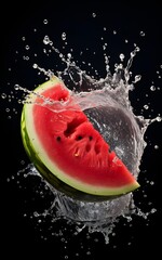 Summer fruit with watermelon and water splash