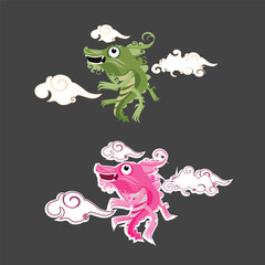 cute dragon sticker with cloud