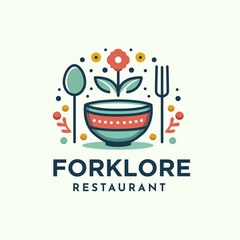 Spoon and Fork with Bowl Vector Illustration for Restaurant Logo Design
