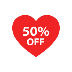 Red heart 50% off discount