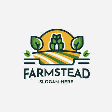 Wheat Farm Land Agriculture with Nature Logo Design