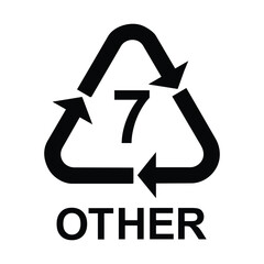 Plastic recycling symbol OTHER 7 , Plastic recycling code OTHER 7 , vector illustration