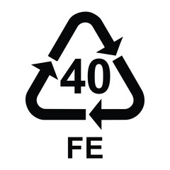 Steel recycling symbol FE 40 , metals recycling code FE 40 , vector illustration