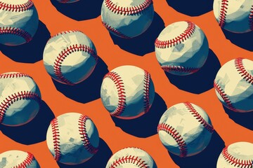 Baseball Balls on Orange Background