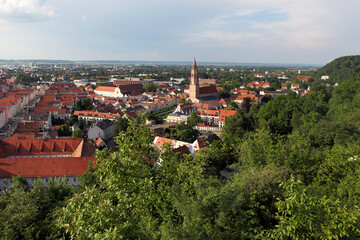 View over the historic city of Landshut, Bavaria, Germany, from the castle hill.