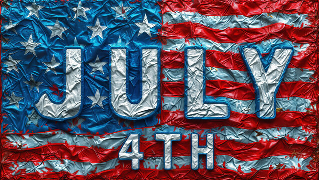 A collage featuring the text "JULY 4TH" on an American flag for Independence Day.