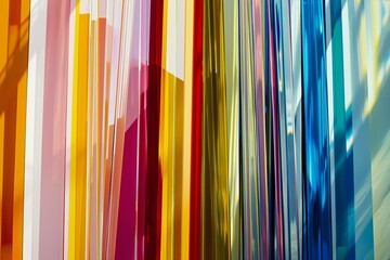 Abstract background of colored stripes on the wall of a modern building