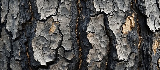 An up-close view of the terrestrial plant's tree trunk bark reveals a unique pattern resembling...