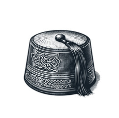 The vintage of morocco fez hat. Vector illustration - obrazy, fototapety, plakaty