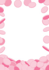 ピンクのコインが降り落ちて貯まるフレーム_縦