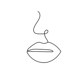 Lips  continuous one line drawing of kissing day outline vector illustration
