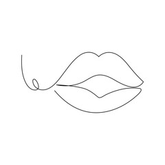 Lips  continuous one line drawing of kissing day outline vector illustration
