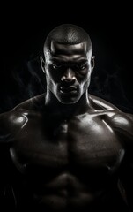 Fototapeta na wymiar A boxer standing in a darkened ring, representing strength and determination.