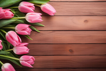 Spring, Happy Easter flowers background. Mother's Day. International Women's Day card, pink tulips