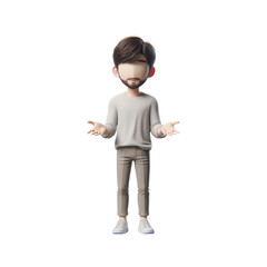 3D Render Faceless Muslim Expression and Gesture Avatar