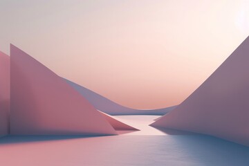 Fototapeta na wymiar Abstract serenity, blush hues and geometric tranquility converge in a pastel dreamscape, crafting a visual symphony of minimalist beauty.