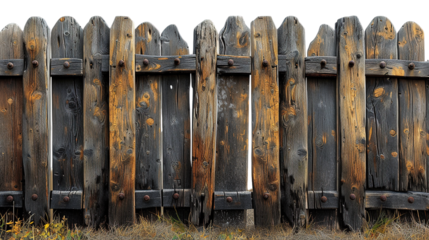 old wooden fence isolated on transparent background