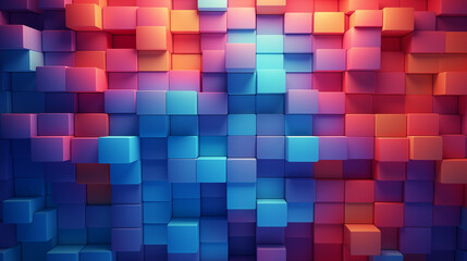 3d rendering of abstract background with cubes in red and blue colors