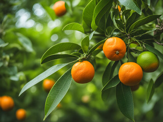 orange growing on an orange tree