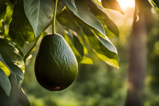 avocado fruit growing on a tree