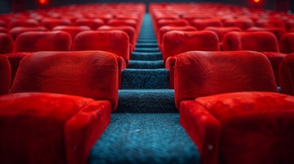 Obraz premium empty red cinema chairs ,theatre experience.