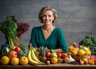 Obraz premium Female nutritionist presenting healthy food