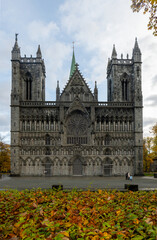 Nidaros cathedral in Trondheim, Norway in Autumn