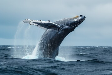 Fototapeta premium Freeze the elegance of a breaching humpback whale