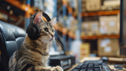 Feline Fashion: The Stylish Cat at the Call Center