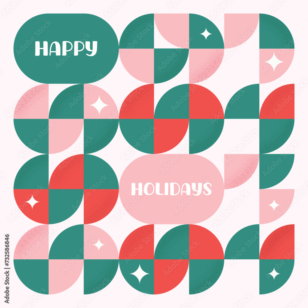 Aufkleber happy holidays and abstract geometric pattern background vector design.