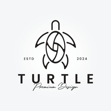 Turtle logo vector line art with a minimalist concept