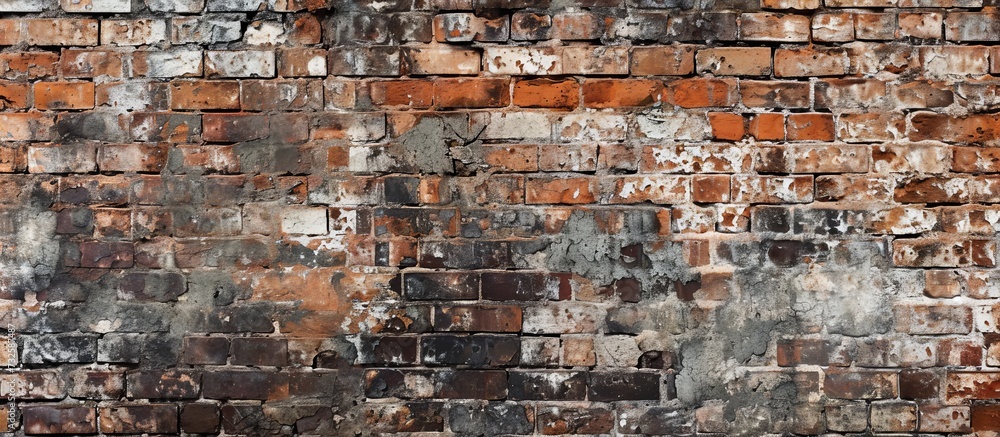 Poster a detailed view of a brick wall showcasing the intricate pattern and texture of the building materia