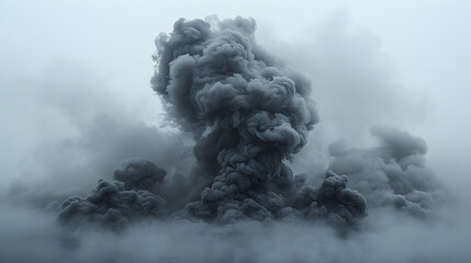 Black Smoke in front of a white background