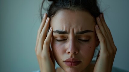 Fototapeta premium A sleepless man suffers from insomnia, sleep apnea, or stress. Tired and exhausted guy. Headache or migraine. Awake in the night. A frustrated person with problem Tired and exhausted guy.