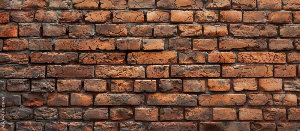 Sticker A detailed view of a brown brick wall showcasing numerous bricks, highlighting the building material and solid construction of brickwork.