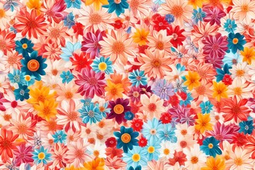 Fototapeta na wymiar Abstract floral background, beautiful flowers collage, colorful holiday pattern