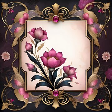 Composizioni floreali vintage con ornamenti e fiori in stile classico.