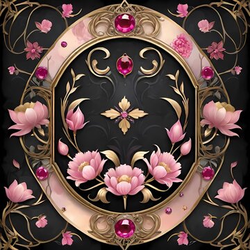 Composizioni floreali vintage con ornamenti e fiori in stile classico.