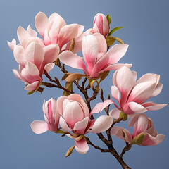 Close-up of several pink magnolia blossoms