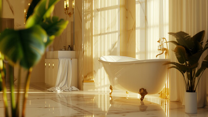 Luxurious Minimalism: An Architectural Masterpiece in a Bathroom - obrazy, fototapety, plakaty