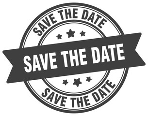 save the date stamp. save the date label on transparent background. round sign