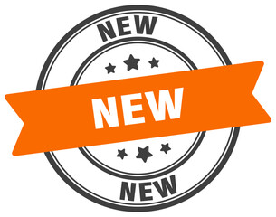 new stamp. new label on transparent background. round sign